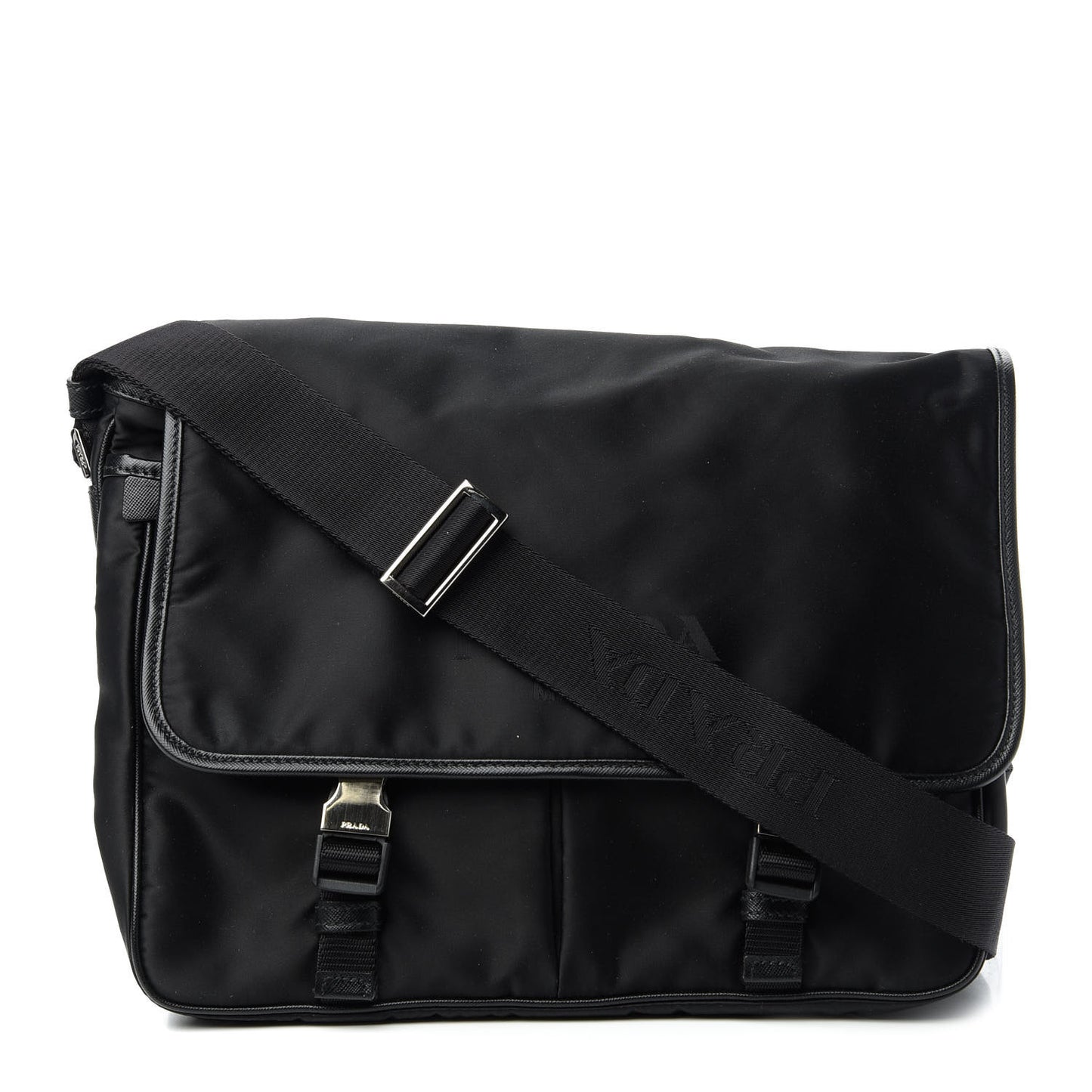 Tessuto Nylon Saffiano Messenger Satchel Black