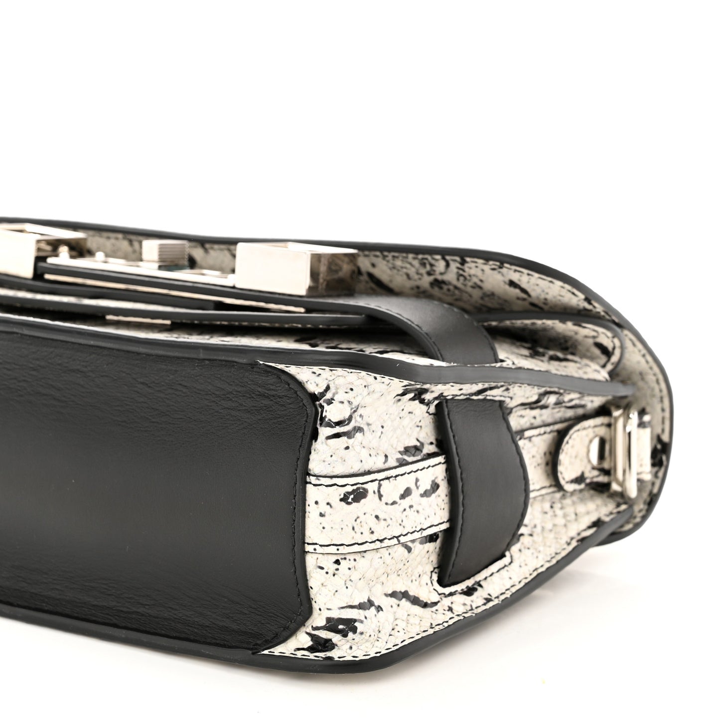 Calfskin Snake Embossed Mini PS11 Classic Shoulder Bag Optic White Black
