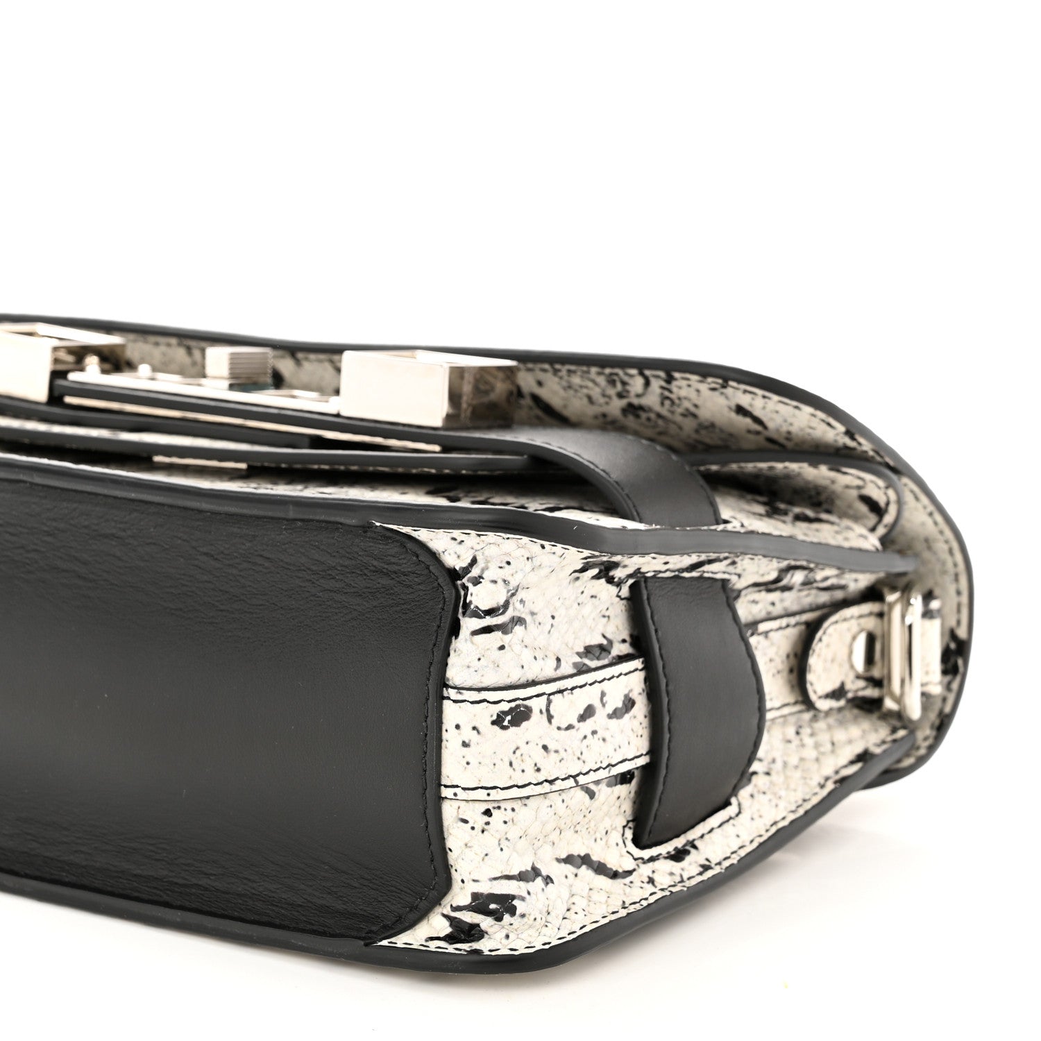 Proenza Schouler Calfskin Snake Embossed Mini PS11 Classic Shoulder Bag Optic White Black 10 of 10