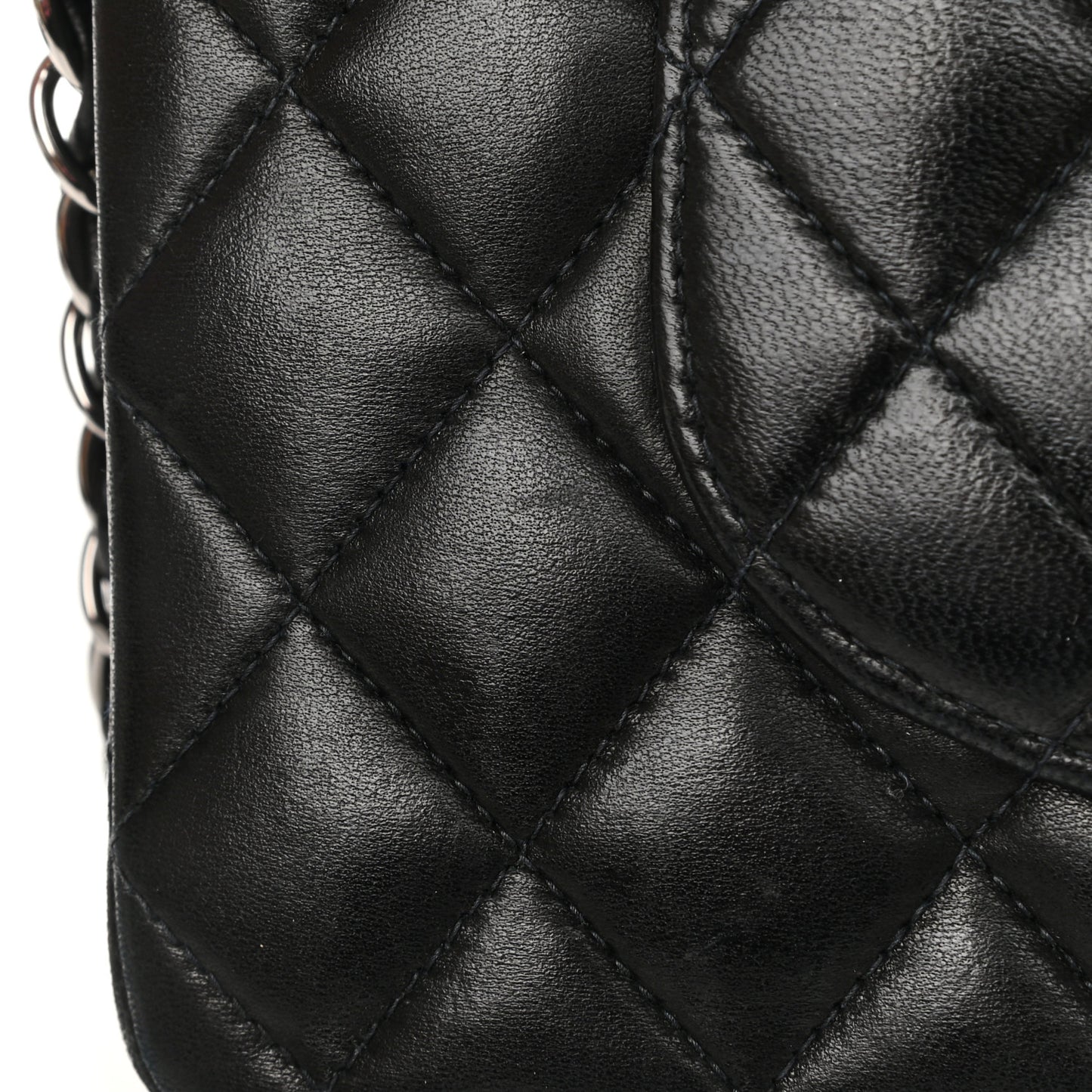 Lambskin Quilted Medium Double Flap Black