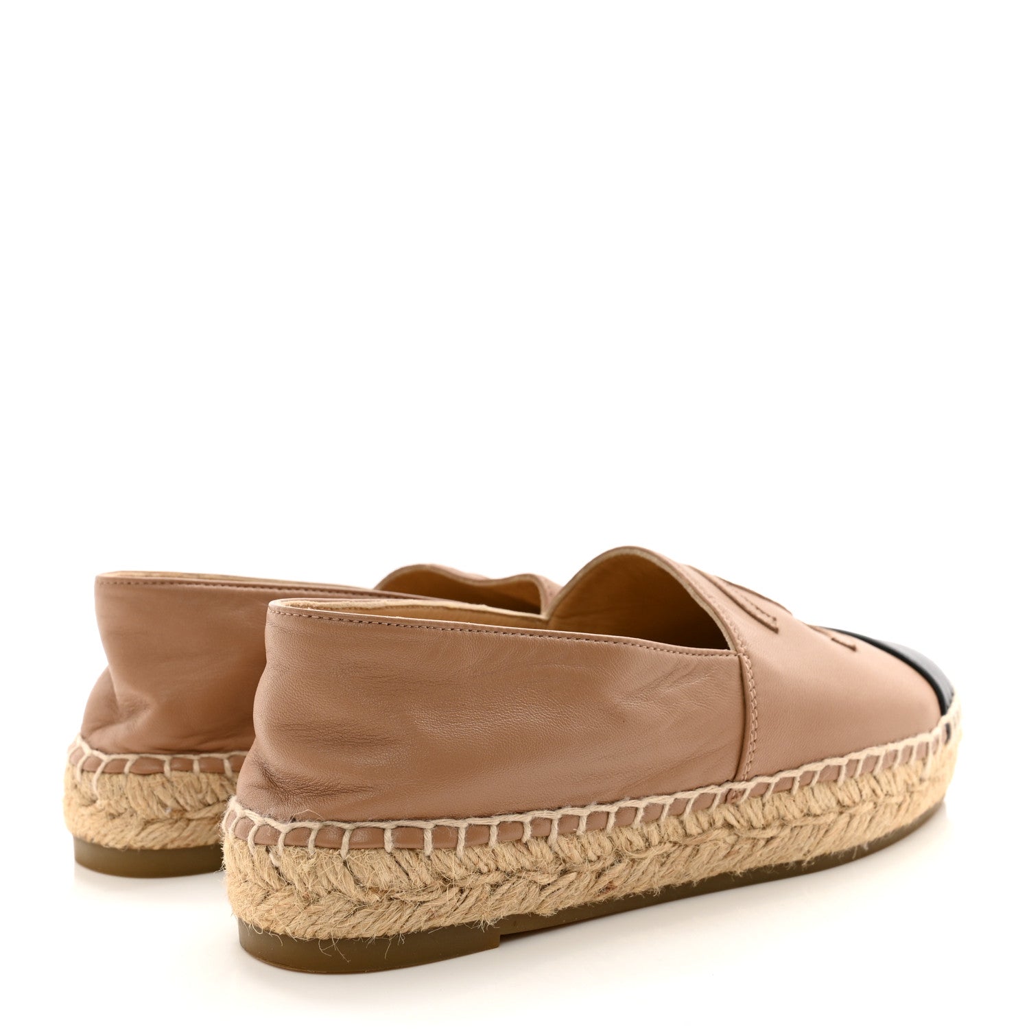 Chanel Lambskin CC Espadrilles 35 Beige Black 4 of 11