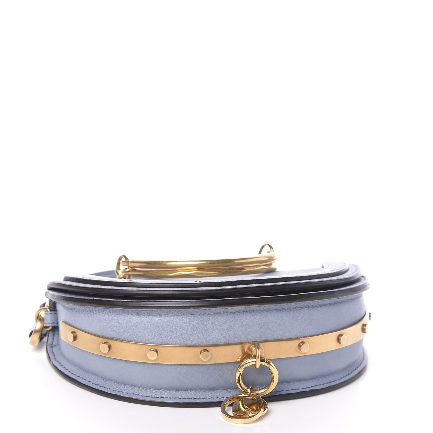 Calfskin Small Nile Bracelet Minaudiere Bag Washed Blue