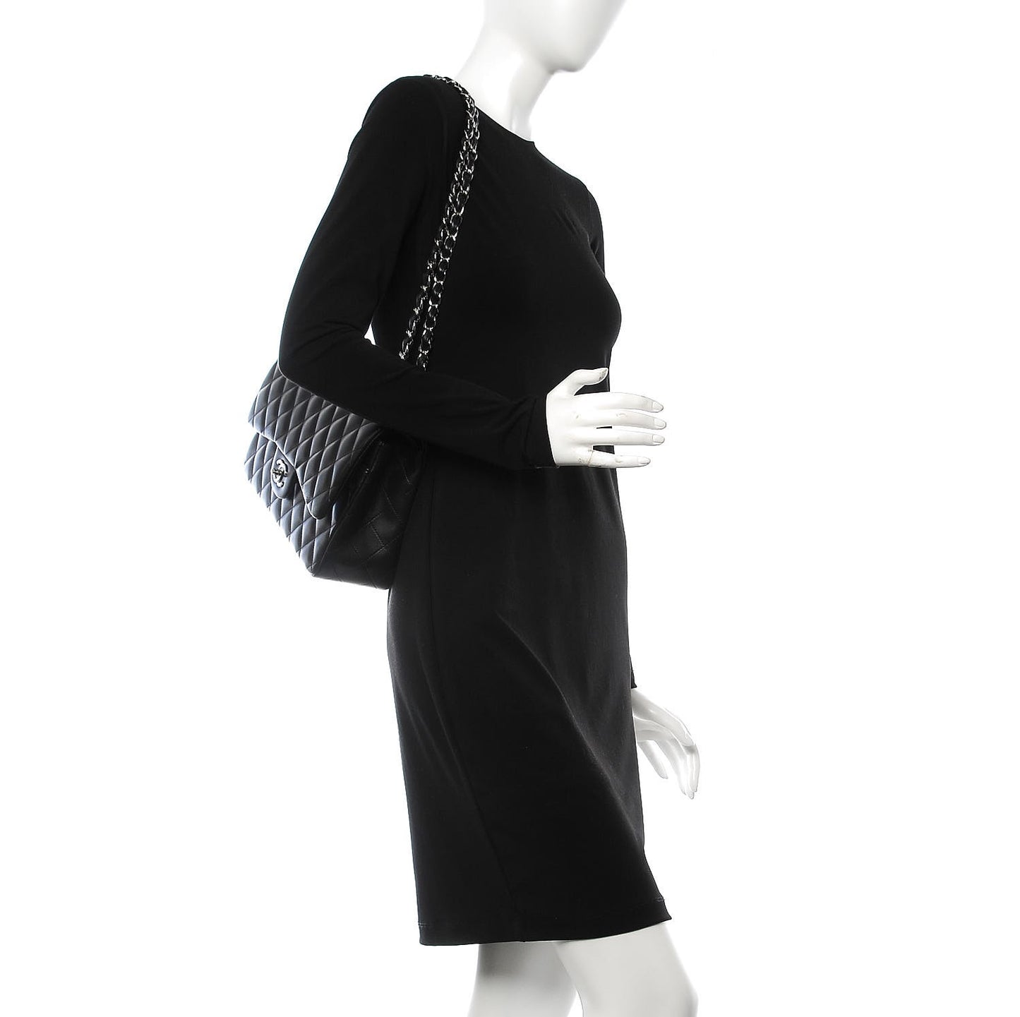 Lambskin Quilted Jumbo Double Flap Black