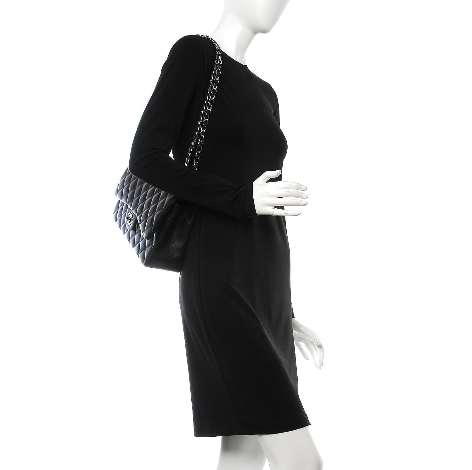 Chanel Lambskin Quilted Jumbo Double Flap Black 3 of 10
