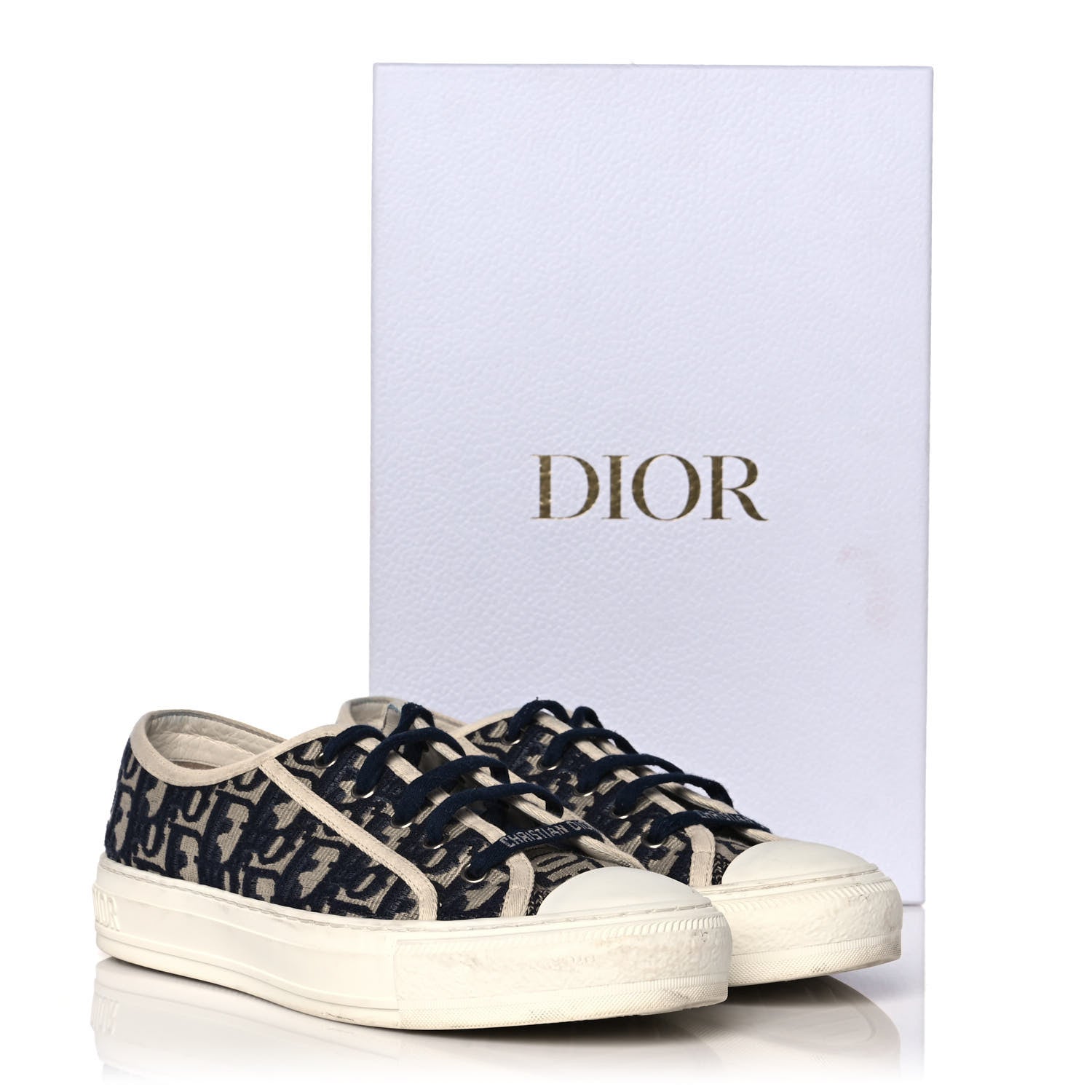 Christian Dior Canvas Oblique Walk'N'Dior Low Top Sneakers 39 Deep Blue 9 of 9