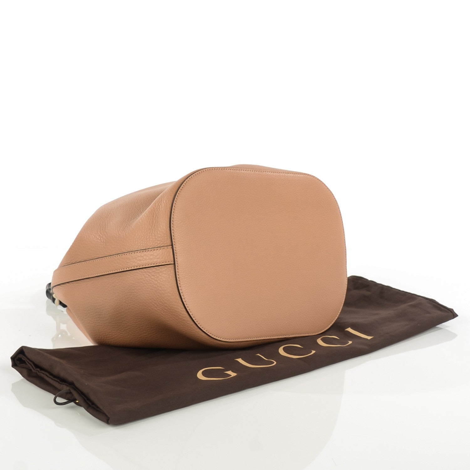 Gucci Pebbled Calfskin Miss Bamboo Bucket Bag Camelia 4 of 7