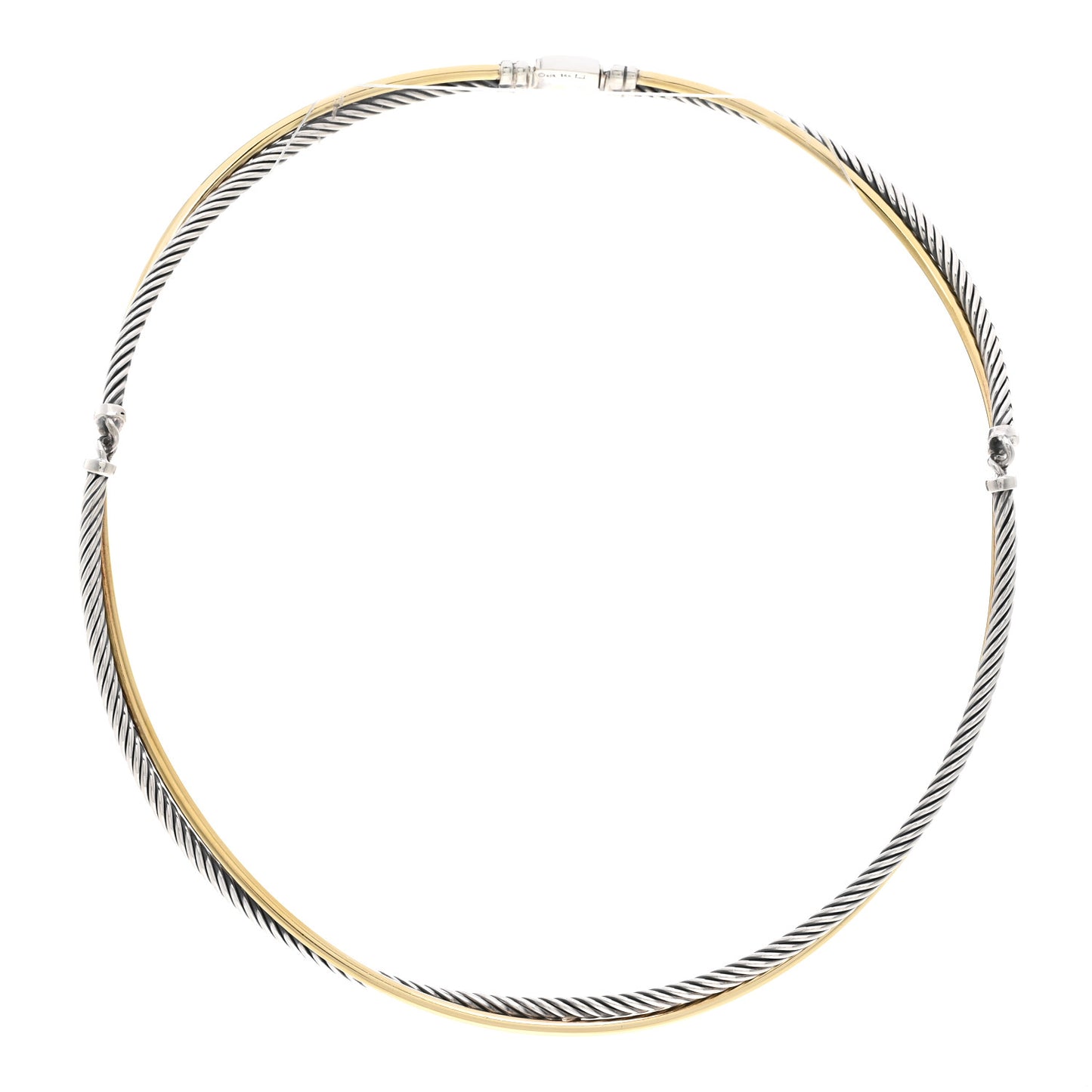 Sterling Silver 18K Yellow Gold Crossover Cable Choker Necklace