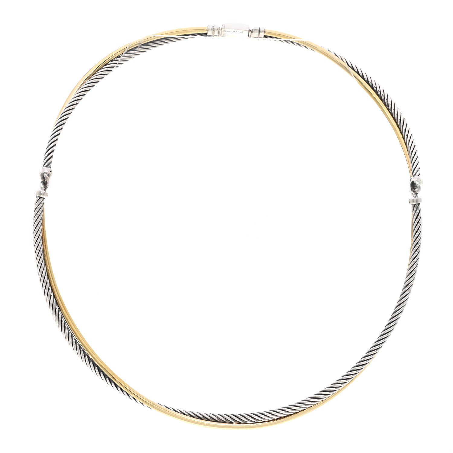 David Yurman Sterling Silver 18K Yellow Gold Crossover Cable Choker Necklace 1 of 4