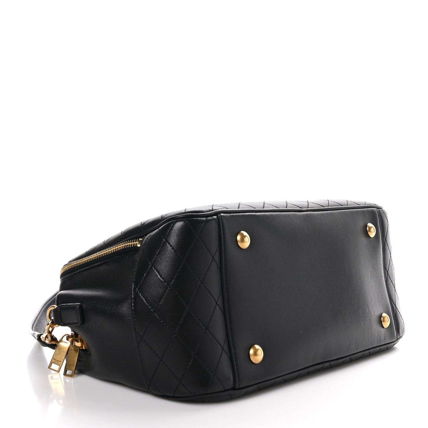 Lambskin Lyia Quilted Duffle Bag Black