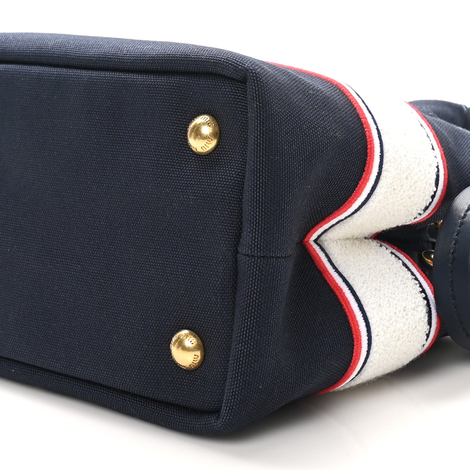 Miu Miu Canvas Logo Small Tote Baltico 9 of 9