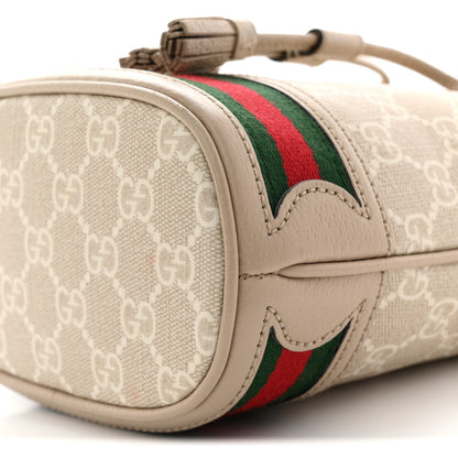 Gucci GG Supreme Monogram Textured Calfskin Web Mini Ophidia Bucket Bag Beige Ebony Mystic White Oatmeal 10 of 14