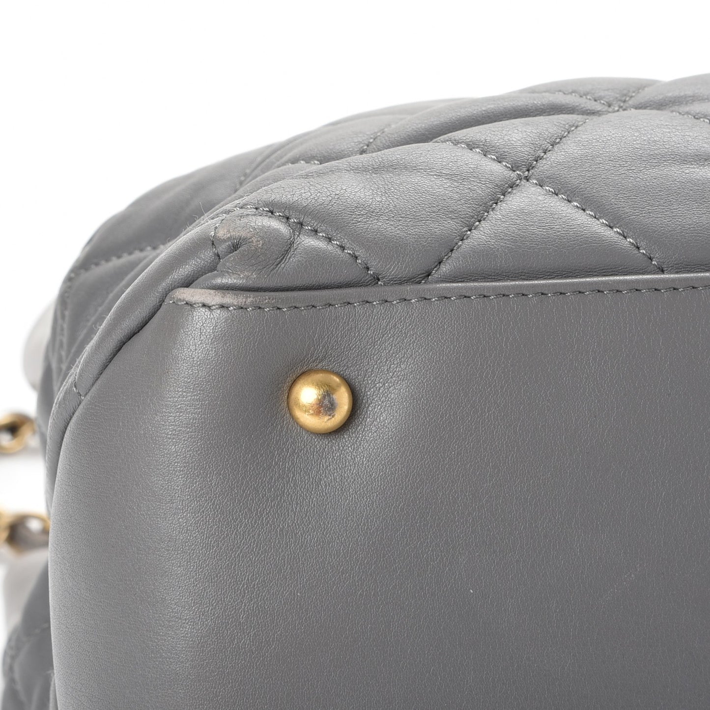 Calfskin Quilted Medium Soft Elegance Tote Grey