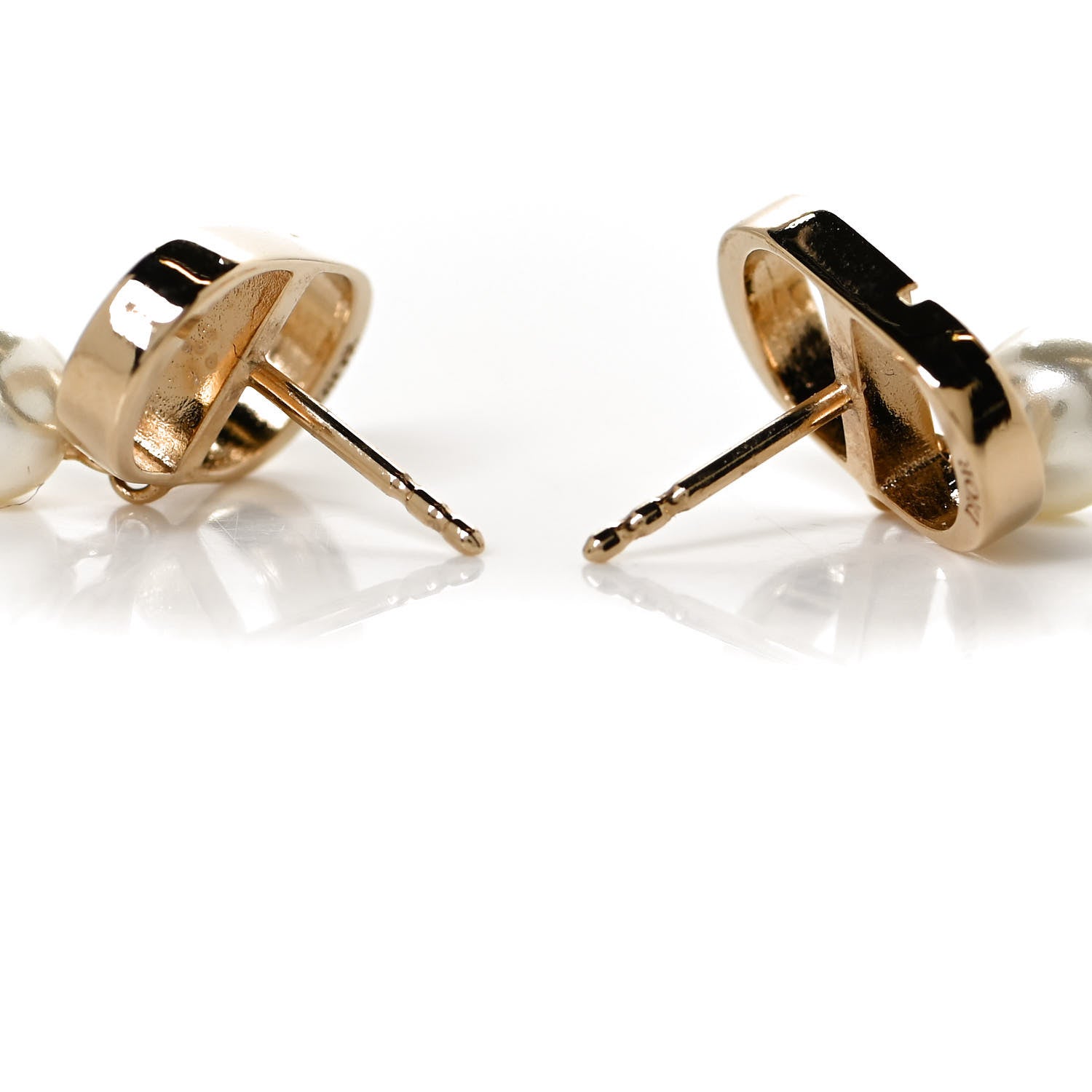 Christian Dior Pearl Logo Earrings Gold 4 of 5