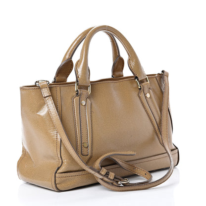 Burberry Patent London Grainy Calfskin Satchel Beige 2 of 23