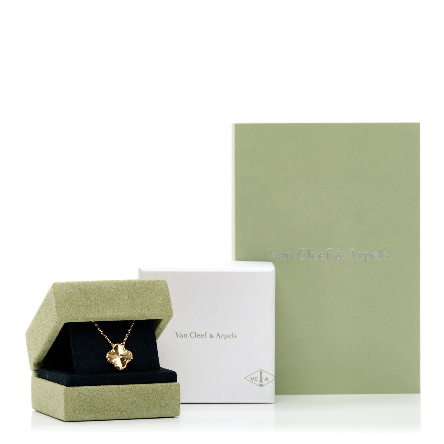 Van Cleef & Arpels 18K Yellow Gold Guilloche Vintage Alhambra Pendant Necklace 5 of 5