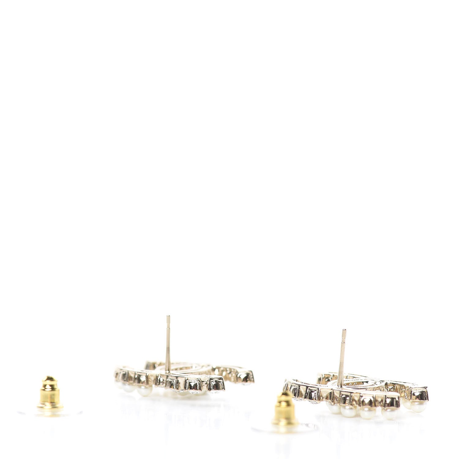 Chanel Crystal Pearl CC Dazzling Domino Earrings Gold 3 of 5