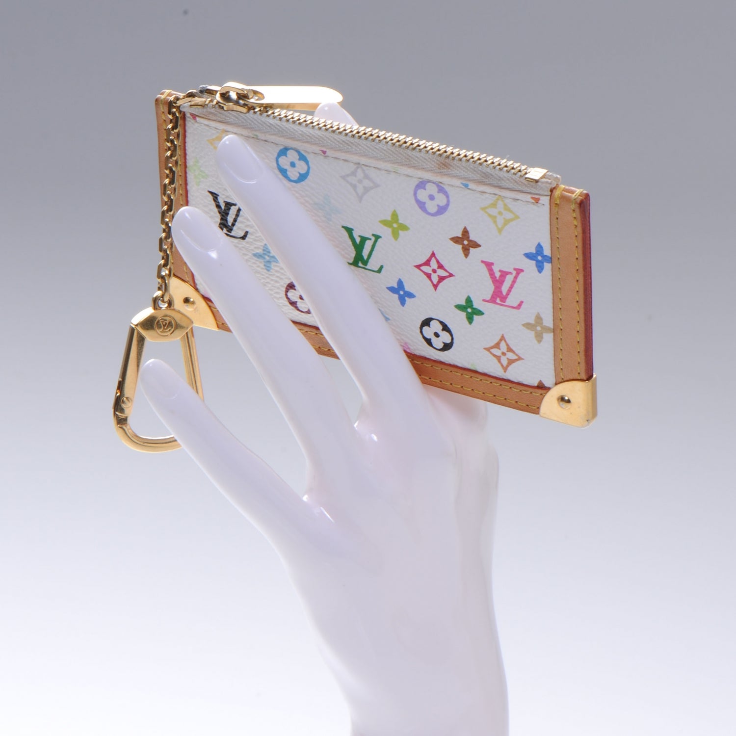 Louis Vuitton Monogram Multicolor Key Pouch White 2 of 5