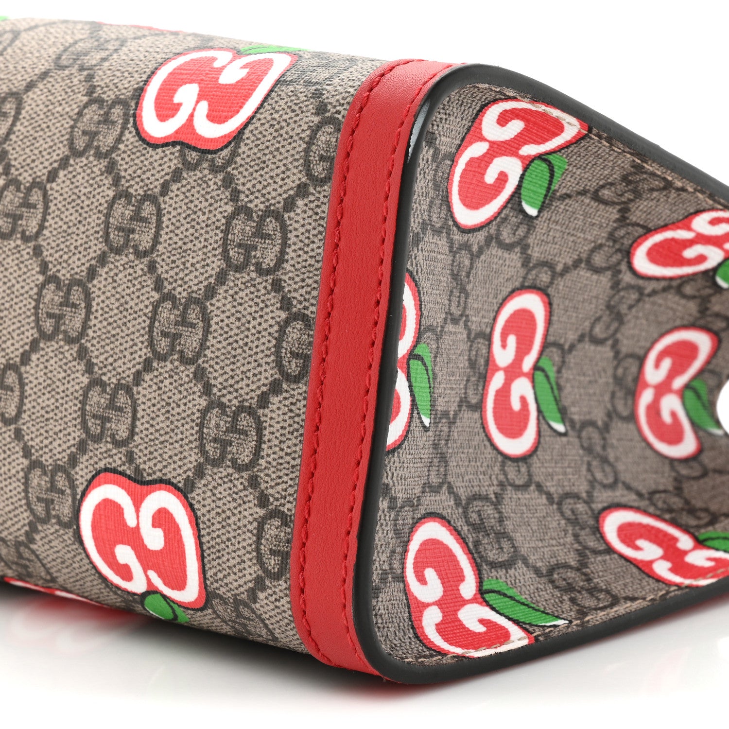 Gucci GG Supreme Monogram Apple Small Padlock Tote Beige Multicolor Lobster Red 8 of 13