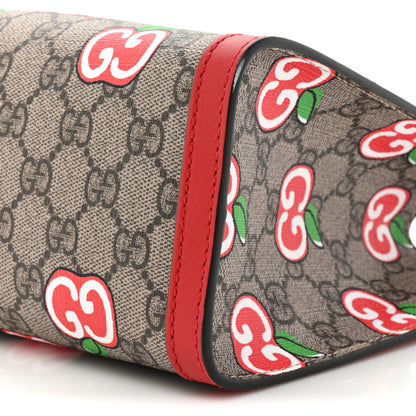 Gucci GG Supreme Monogram Apple Small Padlock Tote Beige Multicolor Lobster Red 8 of 13