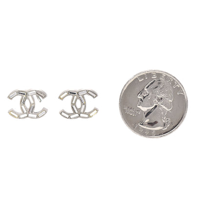 Chanel Baguette Crystal CC Earrings Silver 2 of 5
