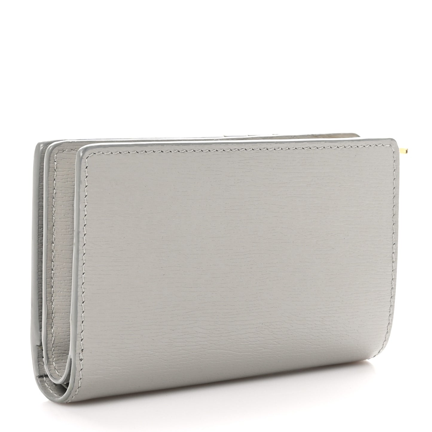 Calfskin Script Card Case Wallet Light Beige