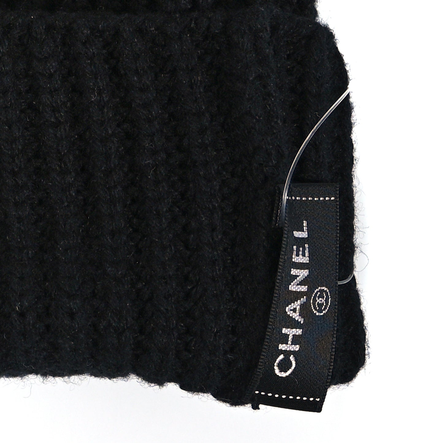 Wool Cashmere Knit Fingerless Gloves Black White