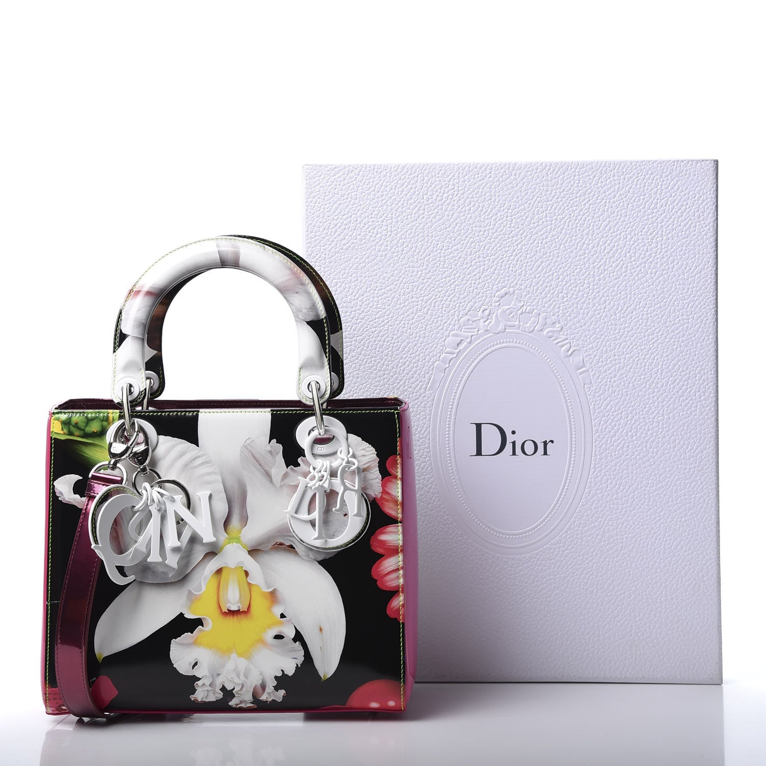 Christian Dior X MARC QUINN Glazed Patent Calfskin Art Medium Lady Dior Pink Multicolor 12 of 12