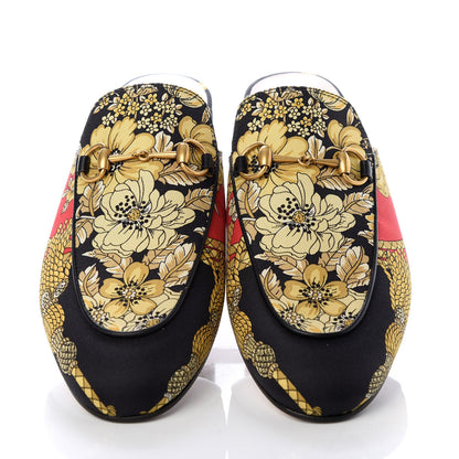 Gucci Twill Flora Womens Princetown Slippers 38 Red Black 5 of 11