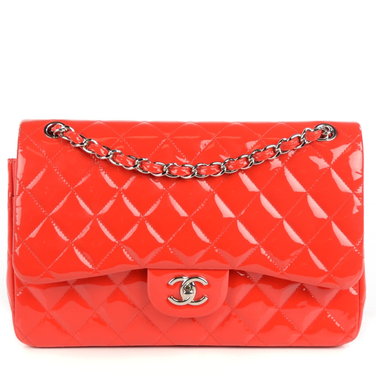 Patent Quilted Jumbo Double Flap Red