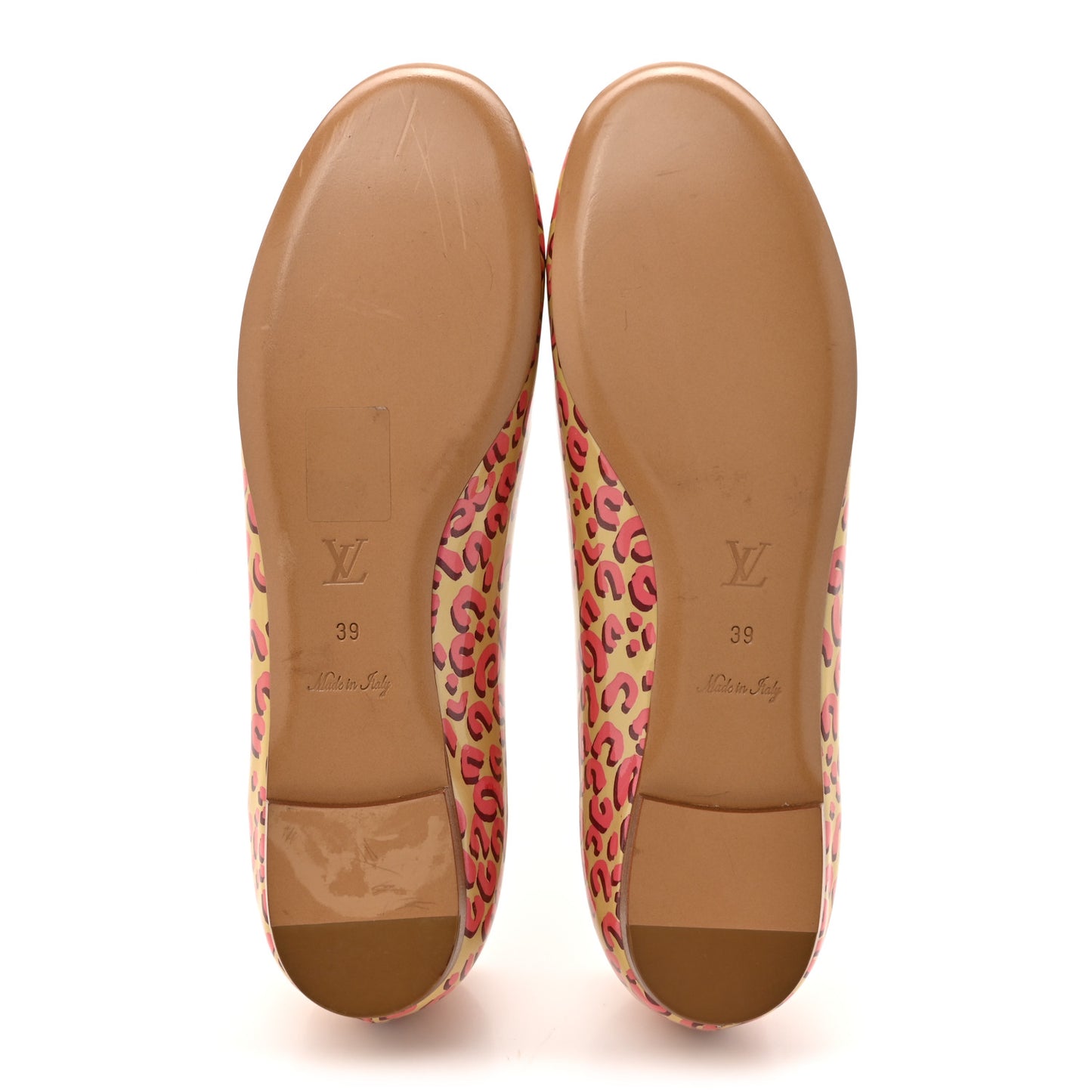 Patent Leopard Ballet Flats 39 Blanc Corail