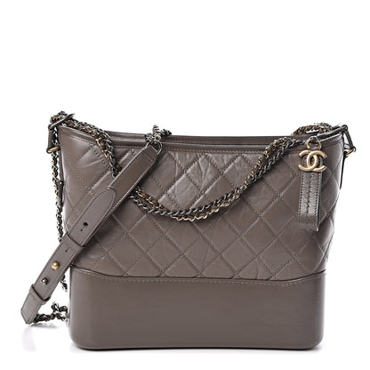 Chanel Aged Calfskin Quilted Medium Gabrielle Hobo Grey 1 of 10
