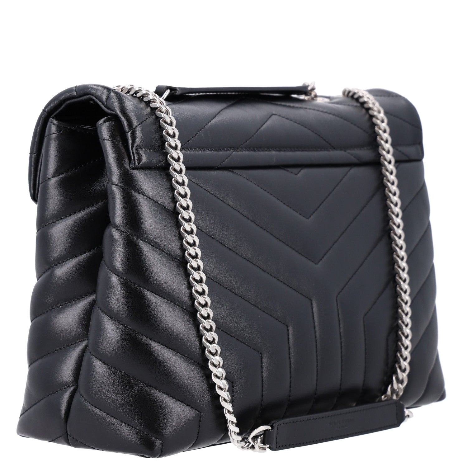 Saint Laurent Calfskin Y Quilted Monogram Medium Loulou Chain Satchel Black 3 of 11