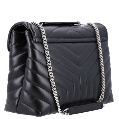 Saint Laurent Calfskin Y Quilted Monogram Medium Loulou Chain Satchel Black 3 of 11