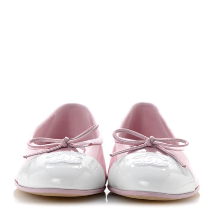 Chanel Patent Calfskin Cap Toe CC Ballerina Flats 36.5 Light Pink Dark Pink 3 of 10