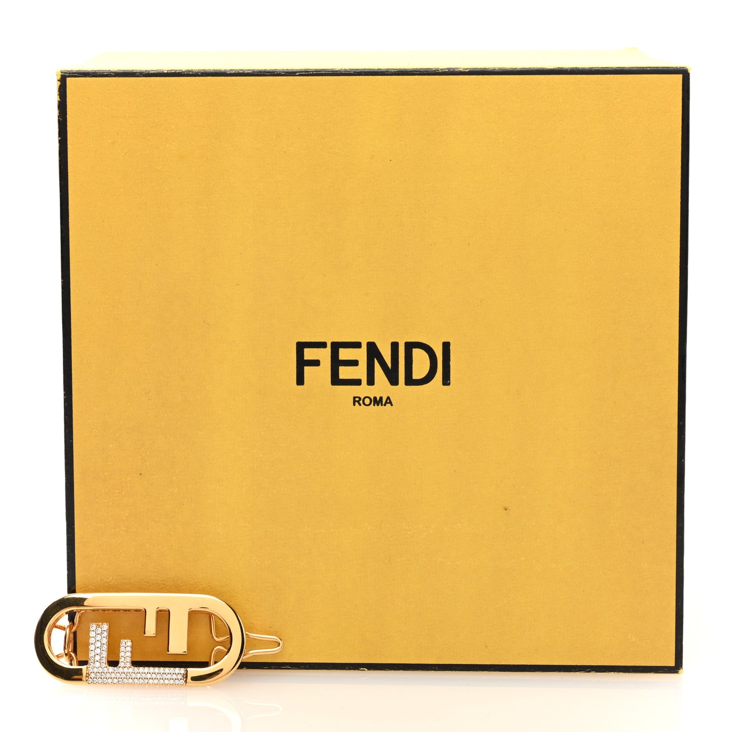 Metal Crystal Fendi O'Lock Hair Clip Gold