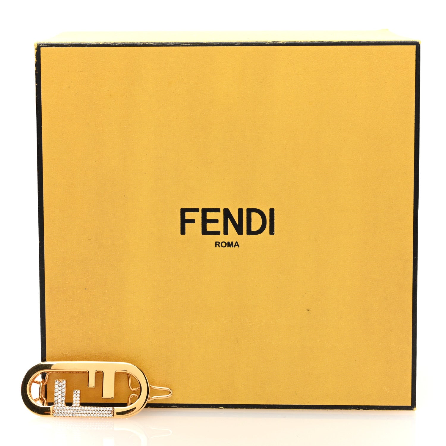 Fendi Metal Crystal Fendi O'Lock Hair Clip Gold 4 of 4