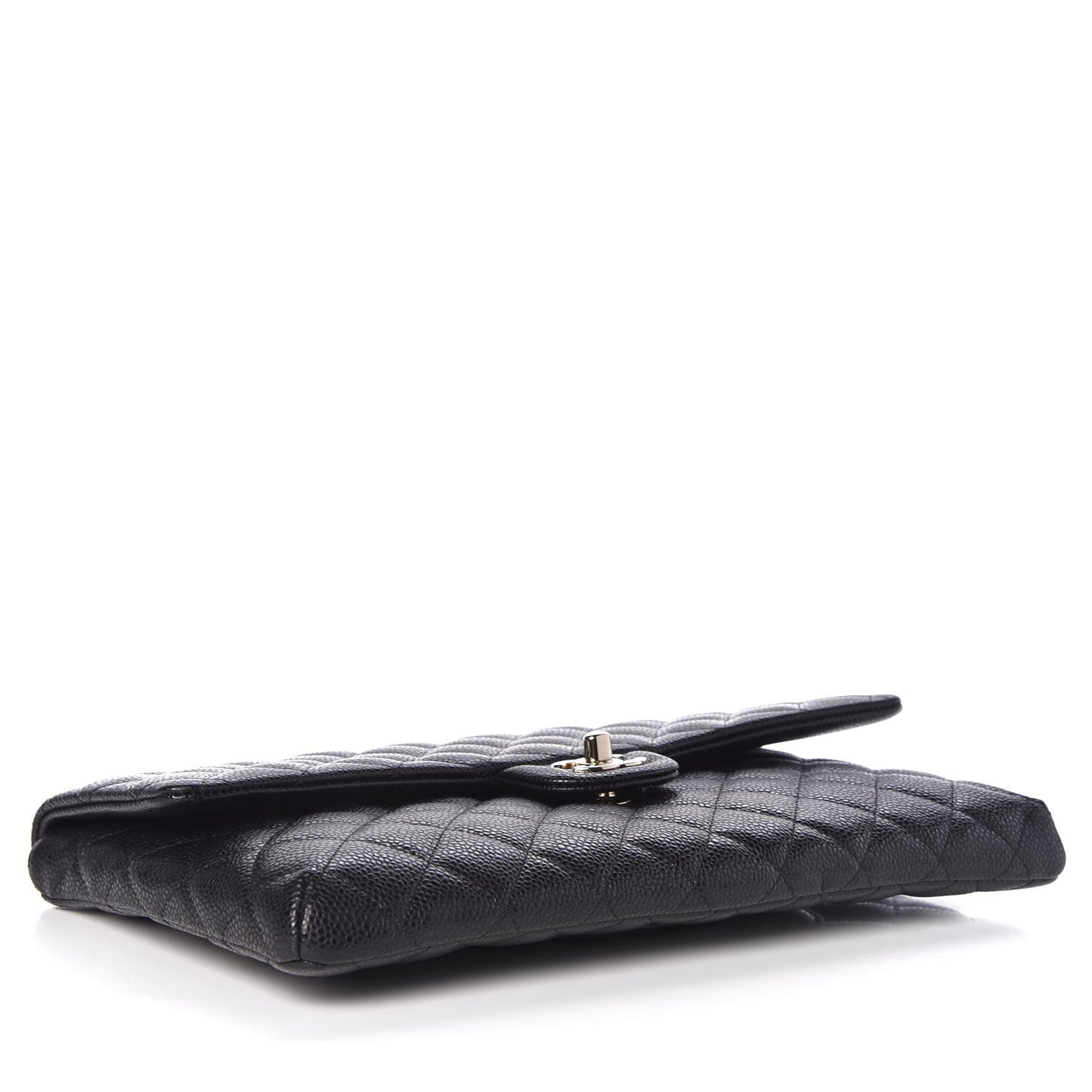 Caviar Quilted Flap Clutch Black