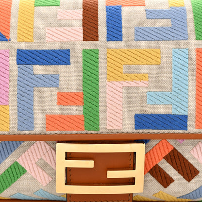 Fendi Kuban Canvas Vitello King FF Embroidered Baguette Grezzo Multicolor 8 of 11