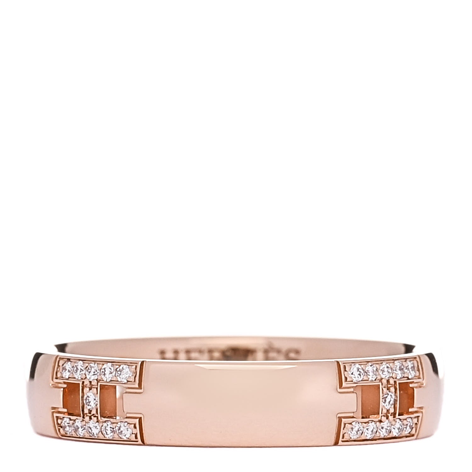 Hermes 18K Rose Gold Diamond Ever Herakles Wedding Band Ring  48 4.5 1 of 4