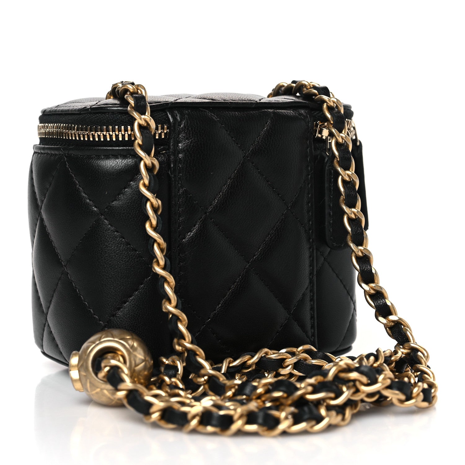 Chanel Lambskin Quilted Mini Pearl Crush Vanity Case With Chain Black 3 of 9