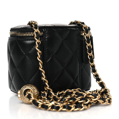 Chanel Lambskin Quilted Mini Pearl Crush Vanity Case With Chain Black 3 of 9