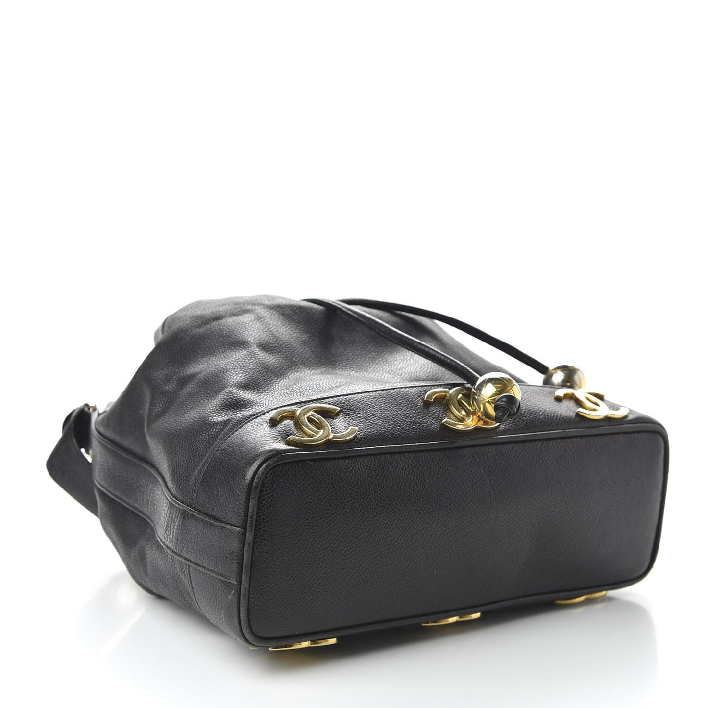 Caviar CC Drawstring Shoulder Bag Black