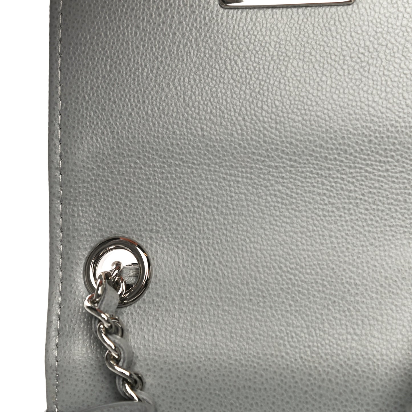 Grained Calfskin Quilted CC Box Clutch With Chain Grey