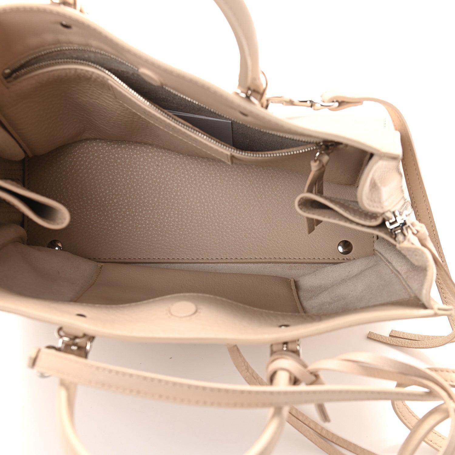 Balenciaga Grained Calfskin Papier Mini A4 Zip Around Tote Light Beige 5 of 10