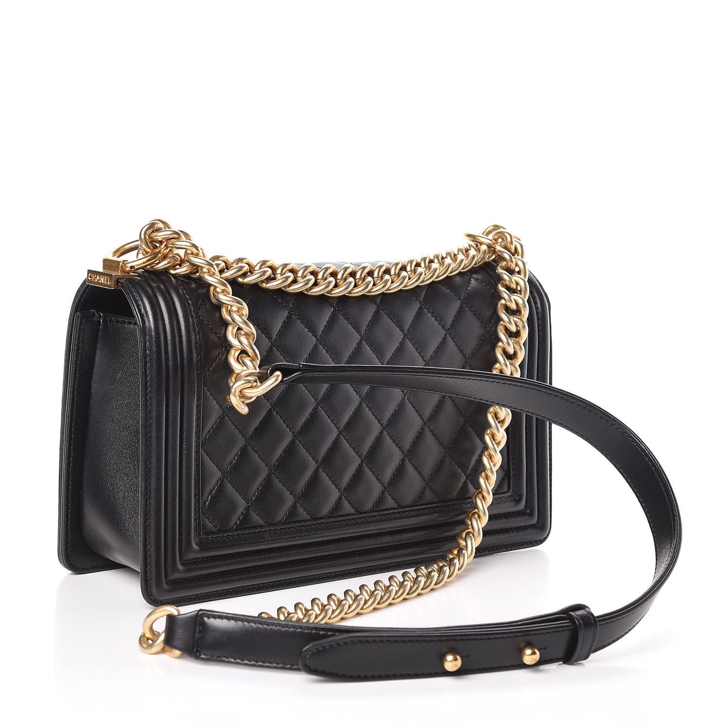 Lambskin Quilted Medium Boy Flap Black