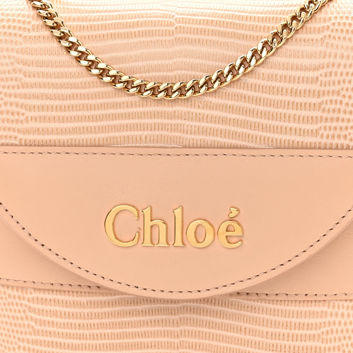 Chloe Calfskin Lizard Embossed Small Aby Lock Delicate Pink 7 of 10