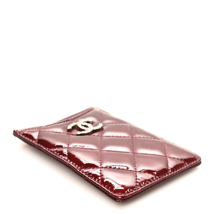 Chanel Patent Quilted Brilliant Vertical Card Holder Light Burgundy 4 of 8