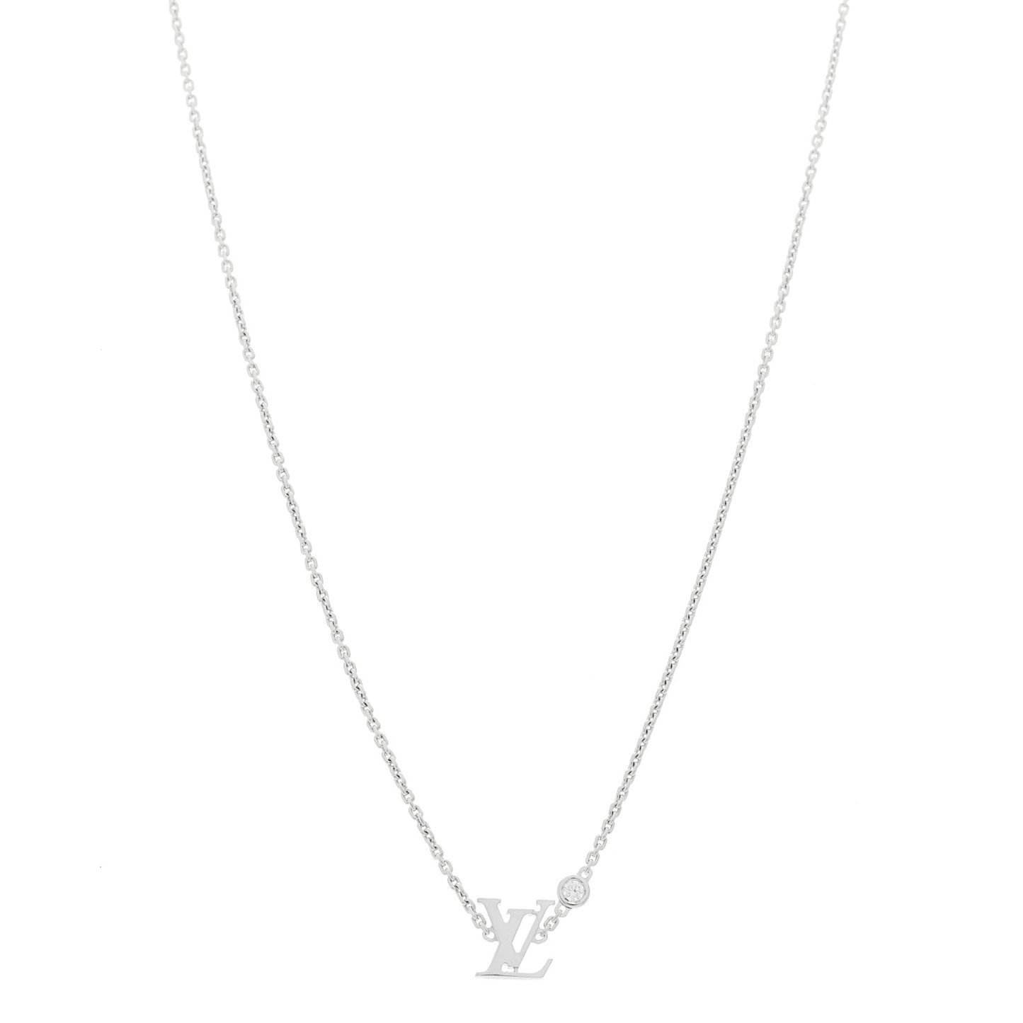 18K White Gold Diamond Idylle Blossom LV Pendant Necklace