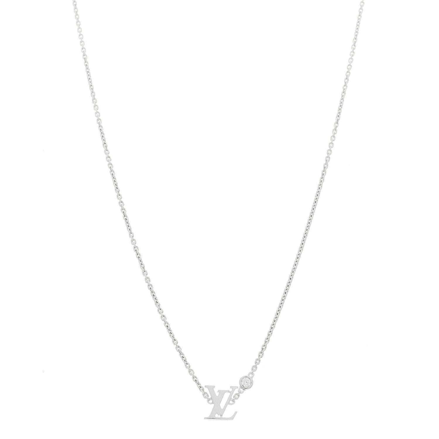 Louis Vuitton 18K White Gold Diamond Idylle Blossom LV Pendant Necklace 1 of 5