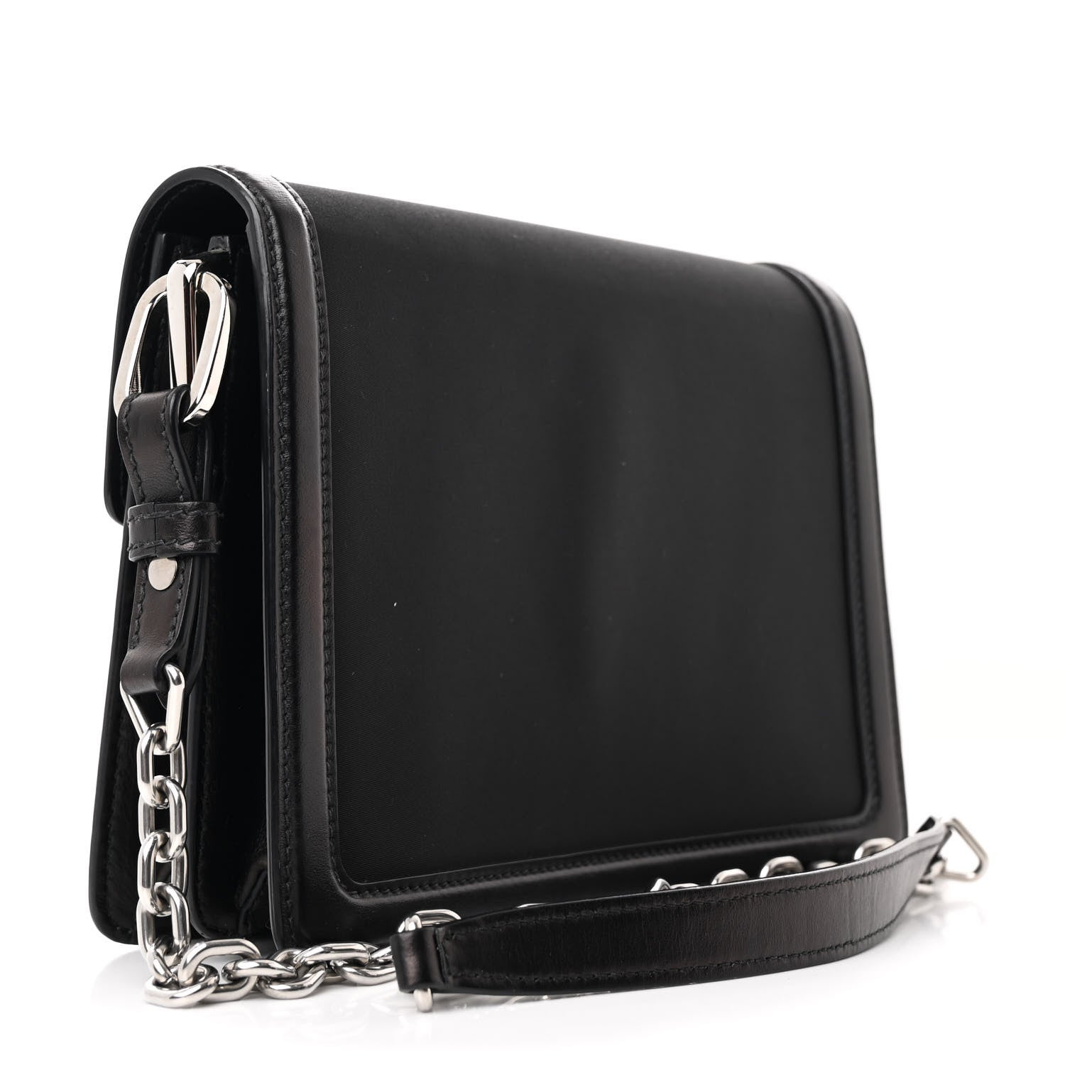 Prada Tessuto Nylon Jacquard Logo Envelope Flap Chain Shoulder Bag Black 3 of 12